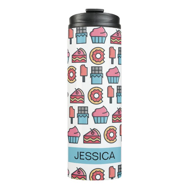 Niedliche Kuchen und Desserts Muster Personalisier Thermosbecher (Vorderseite)