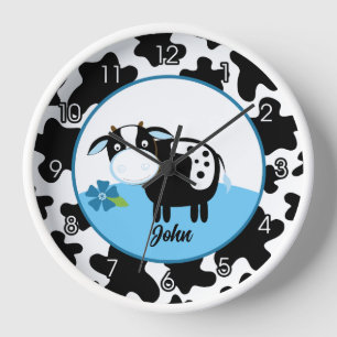 Niedliche Kuh Barnyard Kinderzimmer Clock Boy Uhr