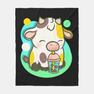 Niedliche Kuh Boba Tea Bubble Tee Anime Kawaii Fleecedecke