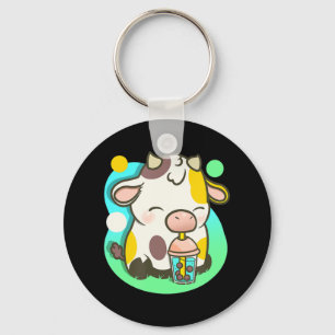 Niedliche Kuh Boba Tea Bubble Tee Anime Kawaii Schlüsselanhänger