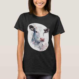 Niedliche Kuh Cherry Blossom Japanischer Sakura La T-Shirt