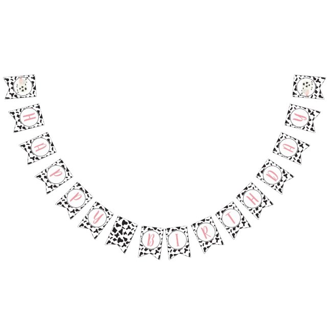 Niedliche Kuh Daisy und Kuh Print Birthday Wimpelkette (Alle)