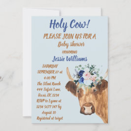 Niedliche Kuh Farm Country Baby Boy Western Floral Einladung