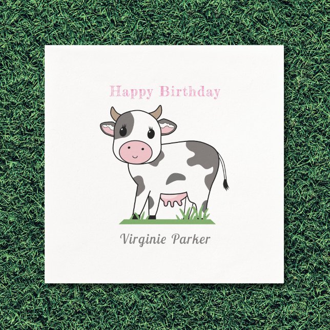 Niedliche Kuh Geburtstag Napkins Serviette (Cute Cow Birthday Napkins)