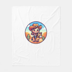 Niedliche Kuh Girl Reiten Cowgirl Sunset Rider _8 Fleecedecke