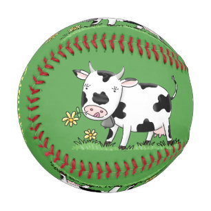 Niedliche Kuh in Cartoon-Abbildung Baseball