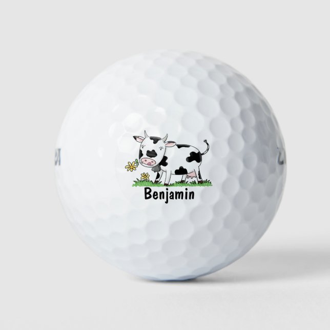Niedliche Kuh in Cartoon-Abbildung Golfball (Vorderseite)