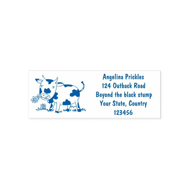 Niedliche Kuh in Cartoon-Abbildung Permastempel (Design)