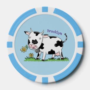 Niedliche Kuh in Cartoon-Abbildung Pokerchips