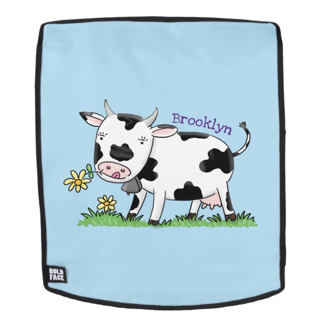 Niedliche Kuh in Cartoon-Abbildung Rucksack (Abnehmbare Front)