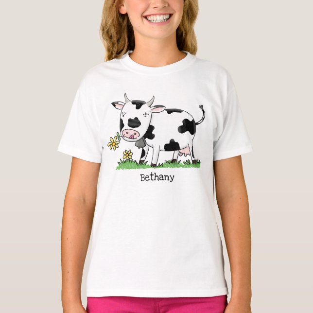 Niedliche Kuh in Cartoon-Abbildung T-Shirt (Vorderseite)
