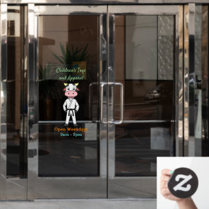 Niedliche Kuh in Kung Fu Anzug Cartoon Fensteraufkleber