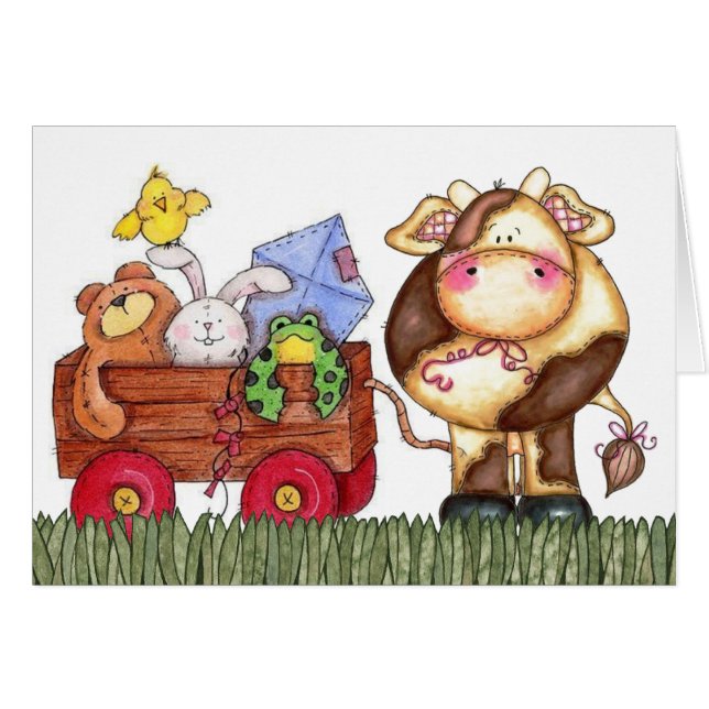 Niedliche Kuh Karte (Vorderseite (Horizontal))