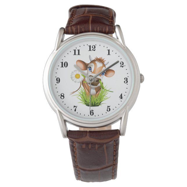 niedliche Kuh liebt Tier Beobachten Armbanduhr (Vorderseite)