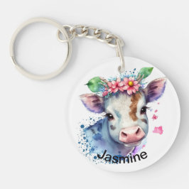 Niedliche Kuh mit Ihrem Namen Blumenkohl-Farm Schl Schlüsselanhänger