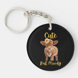 Niedliche Kuh-Moody Kuh liebt Farm Cowgirl Baby Su Schlüsselanhänger