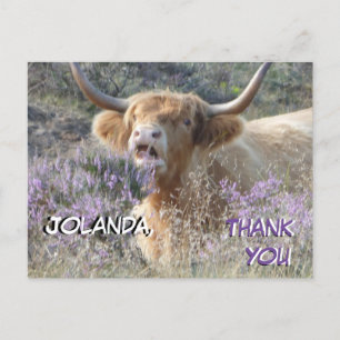 Niedliche Kuh Nah nach oben Danke Postkarte