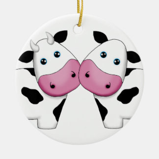 Niedliche Kuh-Paar-Verzierung Keramik Ornament