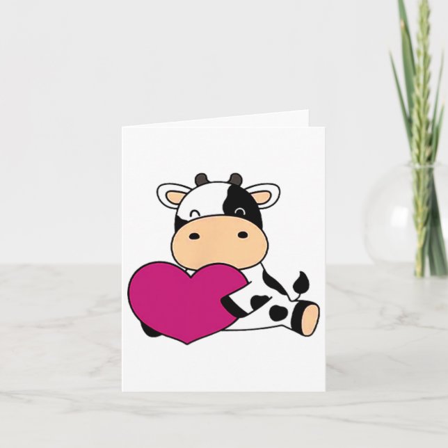 Niedliche Kuh-Pocket Größe Valentine Kuh Karte (Vorderseite)