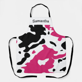 Niedliche Kuh Print Girly rosa benutzerdefinierte  Schürze