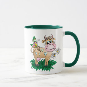 Niedliche Kuh u. Schmetterling Tasse