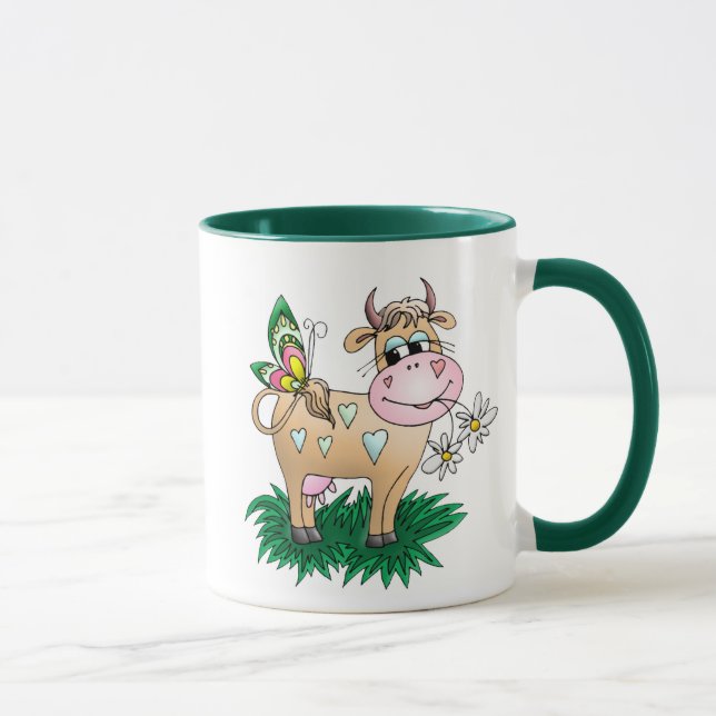 Niedliche Kuh u. Schmetterling Tasse (Rechts)