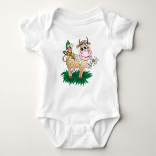 Niedliche Kuh und Schmetterling Baby Strampler