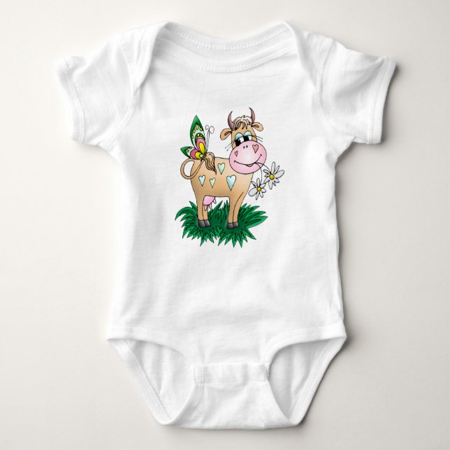 Niedliche Kuh und Schmetterling Baby Strampler (Vorderseite)