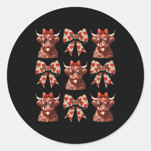 Niedliche Kuh Valentine Coquette Bow Cowgirl Weste Runder Aufkleber