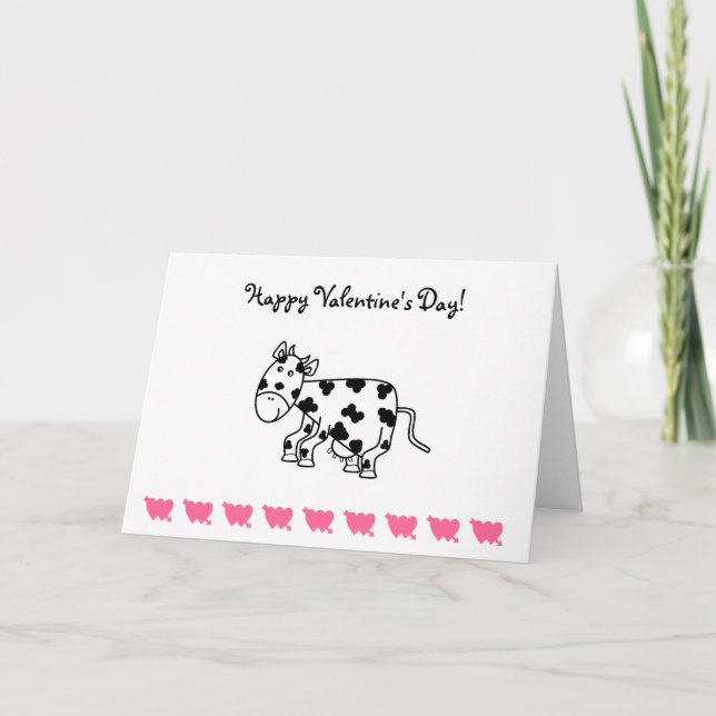 Niedliche Kuh-Valentinstagkarte Feiertagskarte (Vorderseite)