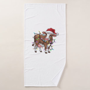 Niedliche Kuh Weihnachtsleuchte Rentiere Weihnacht Badehandtuch
