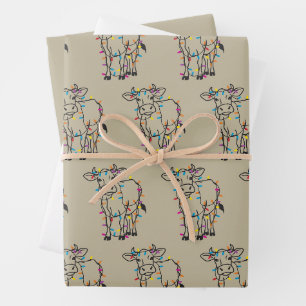 Niedliche Kuh Weihnachtslicht Heifers Holiday Farm Geschenkpapier Set