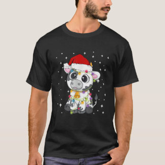 Niedliche Kuh Weihnachtsmannmütze Xmas Light Match T-Shirt