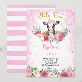 Niedliche Kuh zum Geburtstag Einladung