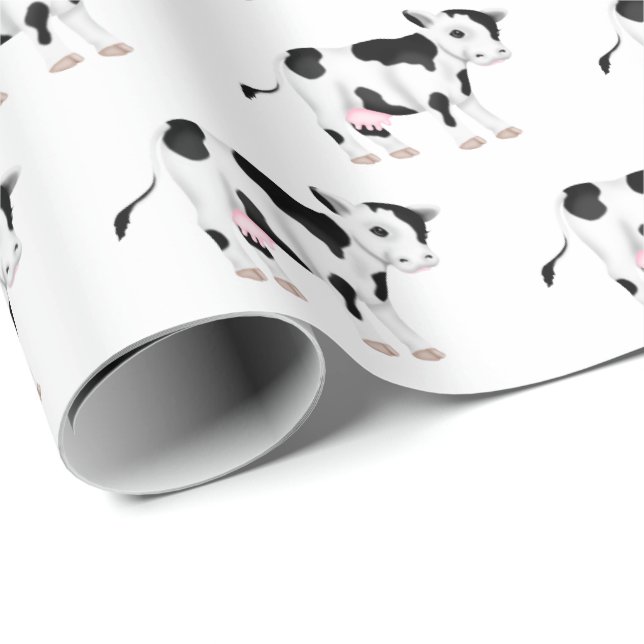 Niedliche Kühe auf Weiß Geschenkpapier (Rolleneckpunkt)