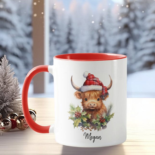 Niedliche Kühe Kalb Weihnachten Weihnachtsmann Kar Tasse (Von Creator hochgeladen)
