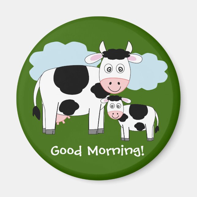 Niedliche Kühe Kühlschrankmagnet "Guten Morgen" (Vorne)