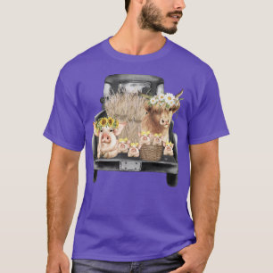 Niedliche Kühe und Schweine in der Vintagen Tierha T-Shirt