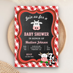 Niedliche Kuhfarm Babydusche Einladung
