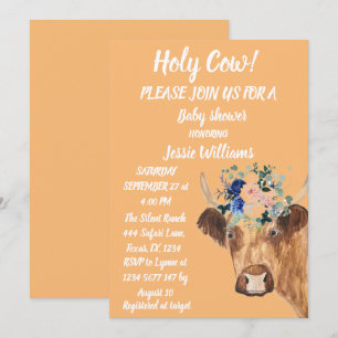 Niedliche Kuhfarm Country Baby Western Floral Invi Einladung