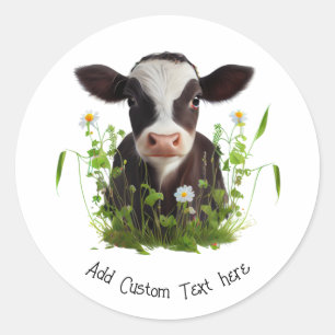 Niedliche Kuhfarm Stall Personalisiert Runder Aufkleber