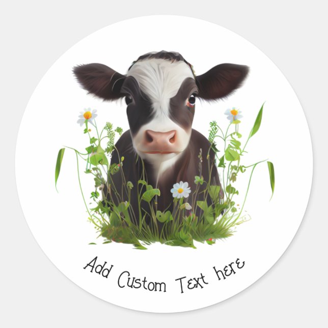 Niedliche Kuhfarm Stall Personalisiert Runder Aufkleber (Vorderseite)