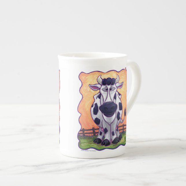 Niedliche Kuhköpfe und Schwanz Hot Kakao Tasse (Vorderseite Rechts)