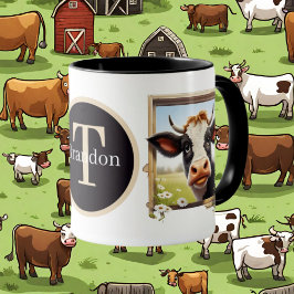 niedliche Kuhliebhaber fügen Monogramm hinzu Tasse