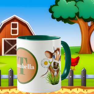 niedliche Kuhliebhaber fügen Monogramm-Tasse hinzu Tasse