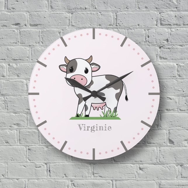 Niedliche Kuhsäulenhalterung Große Wanduhr (Cute Cow Wall Clock)