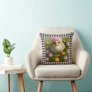Niedliche Küken und Blume Ostern Kissen