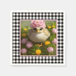 Niedliche Küken und Blume Ostern Serviette