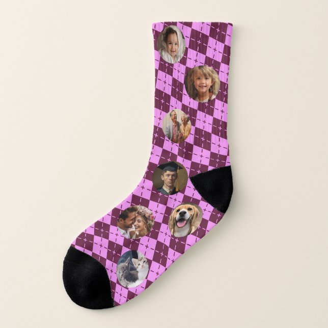 Niedliche kundenspezifische Foto-Lila-Socken Socken (Links - Außen)