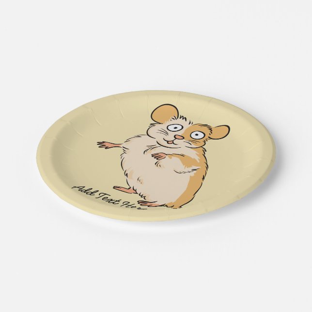 Niedliche kundenspezifische Hamster-Grafik Pappteller (Schrägansicht)